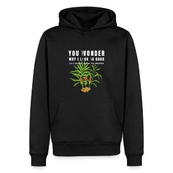 I'M A SECRET GINGER TEA DRINKER Ingwertee Ingwer - Men’s Premium Organic Hoodie - black - Front - Nico (187cm)