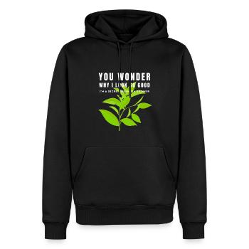 JE SUIS UN BUVEUR DE THÉ VERT SECRET SENCHATEE TEE - Sweat à capuche Premium bio Homme - noir - Devant - Nico (187cm)