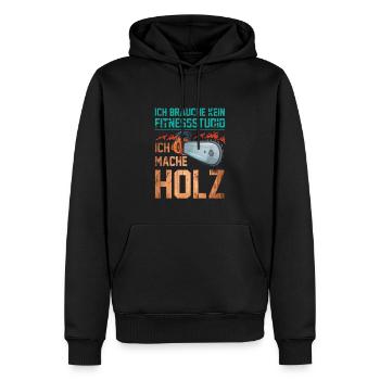 Holz Fitnessstudio Forstwirt Waldarbeit - Männer Premium Bio Hoodie - Schwarz - Vorne - Nico (187cm)