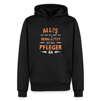 Alles wird gut denn jetzt ist der Pfleger da - Männer Premium Bio Hoodie - Schwarz - Vorne - Nico (187cm)