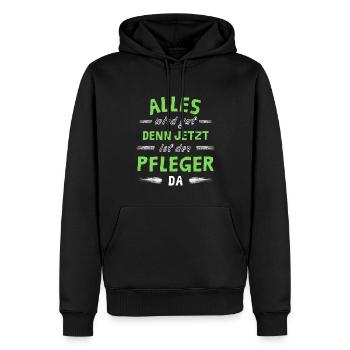 Alles wird gut denn jetzt ist der Pfleger da - Männer Premium Bio Hoodie - Schwarz - Vorne - Nico (187cm)