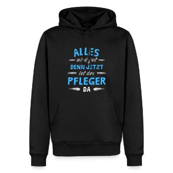Alles wird gut denn jetzt ist der Pfleger da - Männer Premium Bio Hoodie - Schwarz - Vorne - Nico (187cm)