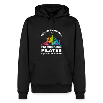 Pilates Grandpa - Pour Pilates Grand-père pour le cours de Pilates - Sweat à capuche Premium bio Homme - noir - Devant - Nico (187cm)