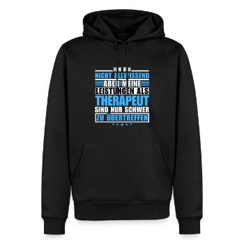 Des performances inégalées en tant que thérapeute - Sweat à capuche Premium bio Homme - noir - Devant - Nico (187cm)