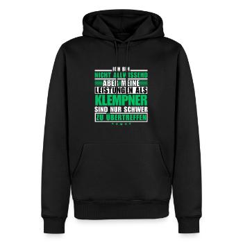 Unmatched performance as a plumber - Men’s Premium Organic Hoodie - black - Front - Nico (187cm)