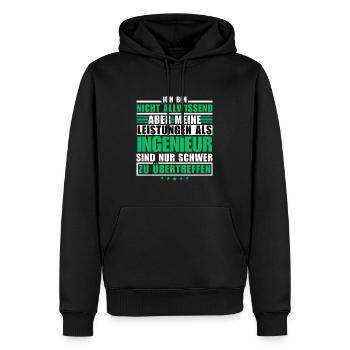 Unmatched performance as an engineer - Men’s Premium Organic Hoodie - black - Front - Nico (187cm)