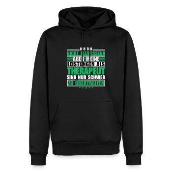 Des performances inégalées en tant que thérapeute - Sweat à capuche Premium bio Homme - noir - Devant - Nico (187cm)