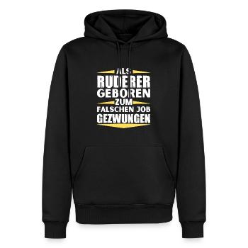 Ruderer im falschen Job gelandet - Männer Premium Bio Hoodie - Schwarz - Vorne - Nico (187cm)