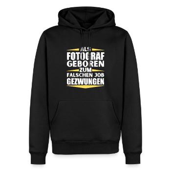 Fotograf im falschen Job gelandet - Männer Premium Bio Hoodie - Schwarz - Vorne - Nico (187cm)