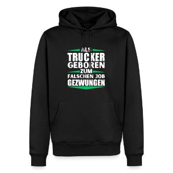 Trucker landed in the wrong job - Men’s Premium Organic Hoodie - black - Front - Nico (187cm)