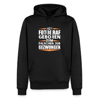 Fotograf im falschen Job gelandet - Männer Premium Bio Hoodie - Schwarz - Vorne - Nico (187cm)