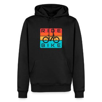 BALADE À VÉLO - Sweat à capuche Premium bio Homme - noir - Devant - Nico (187cm)