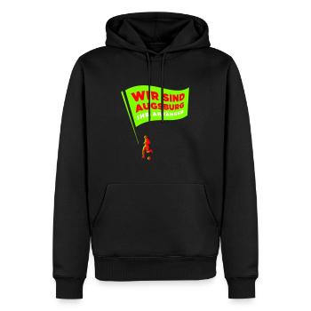 WIR SIND AUGSBURG – IHR ANFÄNGER ! - Männer Premium Bio Hoodie - Schwarz - Vorne - Nico (187cm)