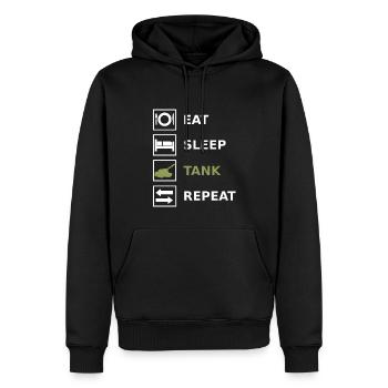 Manger Sleep Tank Repeat Tank Militaire - Sweat à capuche Premium bio Homme - noir - Devant - Nico (187cm)