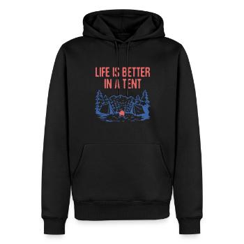 Life is Better in a Tent Camping Wildlife Camper - Männer Premium Bio Hoodie - Schwarz - Vorne - Nico (187cm)