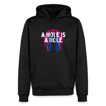 Un trou est un trou Bisexuel Adulte Humour Bi Coquin - Sweat à capuche Premium bio Homme - noir - Devant - Nico (187cm)