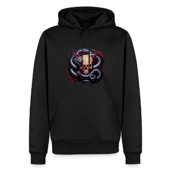 Wikingerschädel und Midgardschlange: Ein mythischer Entwi - Männer Premium Bio Hoodie - Schwarz - Vorne - Nico (187cm)