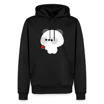 Panda nourrissant l’amour - Sweat à capuche Premium bio Homme - noir - Devant - Nico (187cm)