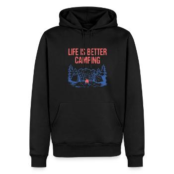 Life is Better Camping Motivational Quote Camper - Men’s Premium Organic Hoodie - black - Front - Nico (187cm)