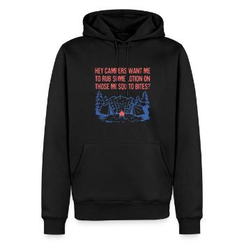 Want Me to Rub Some Lotion Camping Dad Jokes - Men’s Premium Organic Hoodie - black - Front - Nico (187cm)