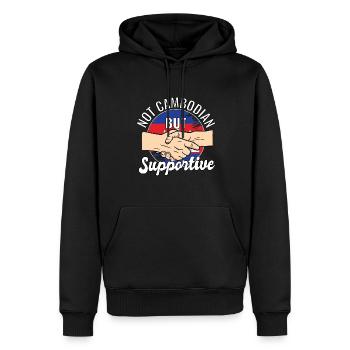Pas cambodgien mais un voyageur de campagne solidaire - Sweat à capuche Premium bio Homme - noir - Devant - Nico (187cm)