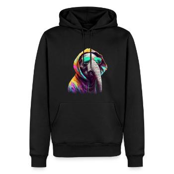 Eléphant Afrique Asie Animal Bébé éléphant Cool - Sweat à capuche Premium bio Homme - noir - Devant - Nico (187cm)