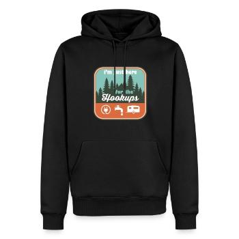 I'm Just Here For the Hookups RV Camping - Männer Premium Bio Hoodie - Schwarz - Vorne - Nico (187cm)