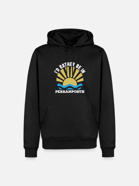 Regno Unito - Cornovaglia - Preferirei essere a Perranporth - Herre Premium økologisk hoodie - sort