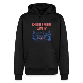 Chillin' Grillin' Campin' Funny Camping Humour - Sweat à capuche Premium bio Homme - noir - Devant - Nico (187cm)