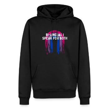 Bilingue Je parle pour les deux Mois de la fierté bisexuelle - Sweat à capuche Premium bio Homme - noir - Devant - Nico (187cm)