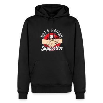 Pas albanais mais un voyage de campagne favorable - Sweat à capuche Premium bio Homme - noir - Devant - Nico (187cm)