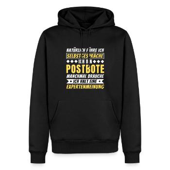 Ich führe Selbstgespräche - Postbote Edition - Männer Premium Bio Hoodie - Schwarz - Vorne - Nico (187cm)