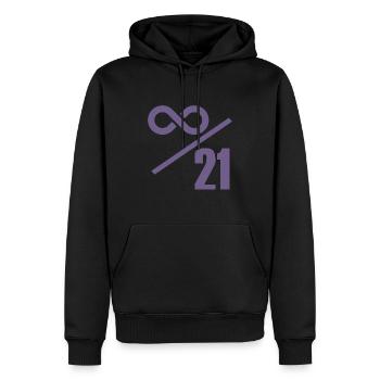 Bitcoin 21 Millionen Limit - Unendlich Wertvoll - Männer Premium Bio Hoodie - Schwarz - Vorne - Nico (187cm)