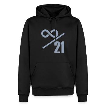 Bitcoin 21 Millionen Limit - Unendlich Wertvoll - Männer Premium Bio Hoodie - Schwarz - Vorne - Nico (187cm)
