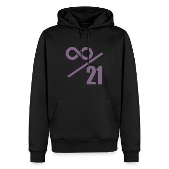 Bitcoin 21 Millionen Limit - Unendlich Wertvoll - Männer Premium Bio Hoodie - Schwarz - Vorne - Nico (187cm)