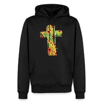 croix 11 e 110 - Sweat à capuche Premium bio Homme - noir - Devant - Nico (187cm)