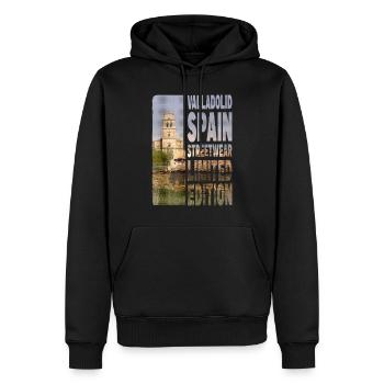 Valladolid Espagne Ville Skyline Accueil Amour - Sweat à capuche Premium bio Homme - noir - Devant - Nico (187cm)