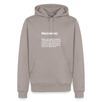 Krypto Crypto Helium Mining HNT Bitcoin Blockchain - Männer Premium Bio Hoodie - Taupe - Vorne - Nico (187cm)