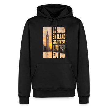 Londres Angleterre UK City Skyline Big Ben Streetwear - Sweat à capuche Premium bio Homme - noir - Devant - Nico (187cm)