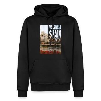 Valence Espagne Ville Skyline Accueil Amour - Sweat à capuche Premium bio Homme - noir - Devant - Nico (187cm)