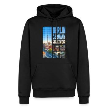Berlin Deutschland Stadt Skyline Heimat Liebe - Männer Premium Bio Hoodie - Schwarz - Vorne - Nico (187cm)