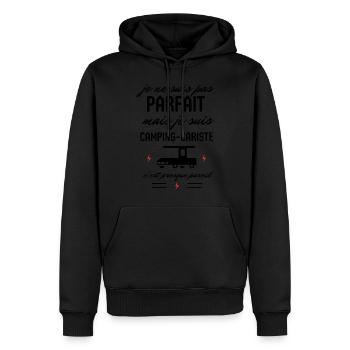 Pas parfait Camping cariste - Sweat à capuche Premium bio Homme - noir - Devant - Nico (187cm)