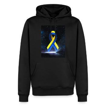 Boucle de paix en Ukraine - Sweat à capuche Premium bio Homme - noir - Devant - Nico (187cm)