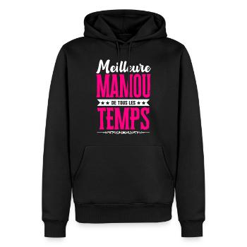 Meilleure Mamou de Tous les Temps - Rose/Blanc - Sweat à capuche Premium bio Homme - noir - Devant - Nico (187cm)
