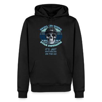 Hockey Skull Crushing stick swinging - Sweat à capuche Premium bio Homme - noir - Devant - Nico (187cm)