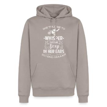Dirtbike Dreck Retro Street - Männer Premium Bio Hoodie - Taupe - Vorne - Nico (187cm)