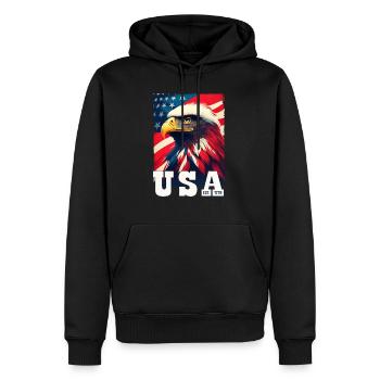 Proud Patriot Eagle : drapeau des États-Unis et Stars & Stripes - Sweat à capuche Premium bio Homme - noir - Devant - Nico (187cm)