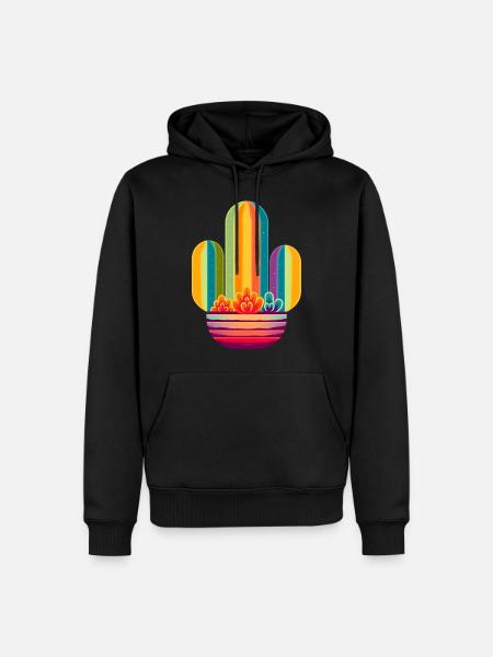Cactus arc-en-ciel - Sweat à capuche Premium bio Homme - noir