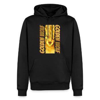 Wolf Wolf’s Head Gold Nature Wilderness Adventure Art - Sweat à capuche Premium bio Homme - noir - Devant - Nico (187cm)