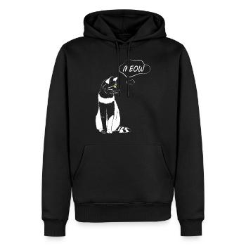 Cute Cat Meow - Amoureux des chats - Sweat à capuche Premium bio Homme - noir - Devant - Nico (187cm)